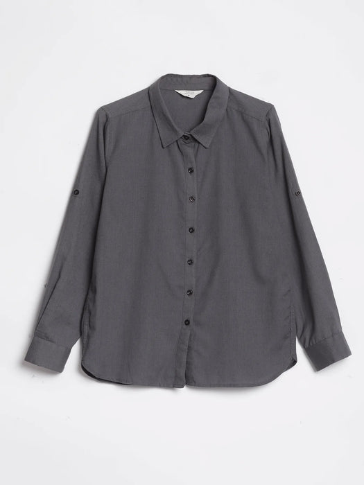 Women Slate Grey Airy-Linen Shirt