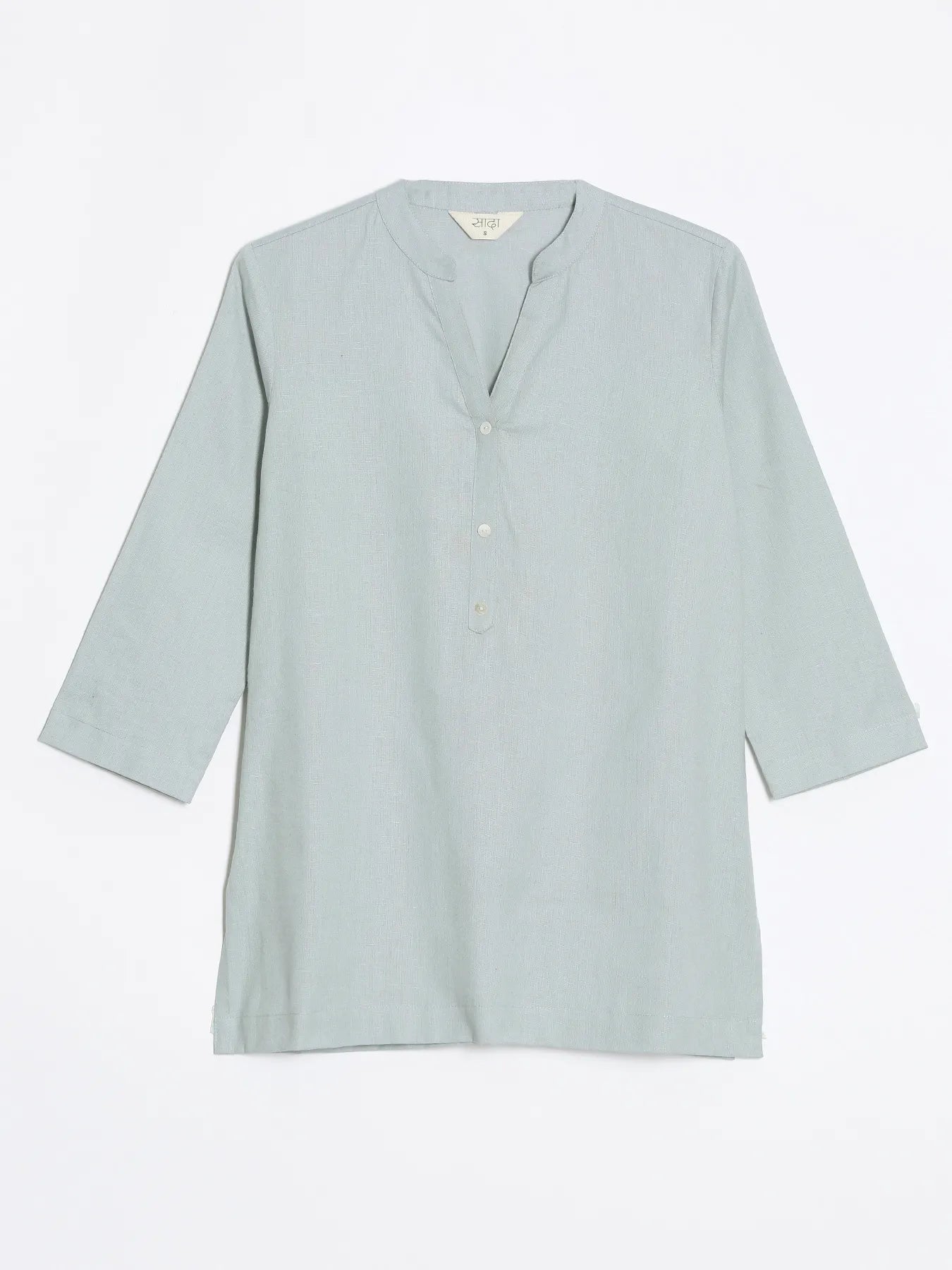 Women Sky Blue Airy Linen Short Kurta