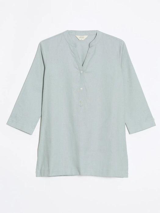 Women Sky Blue Airy Linen Short Kurta