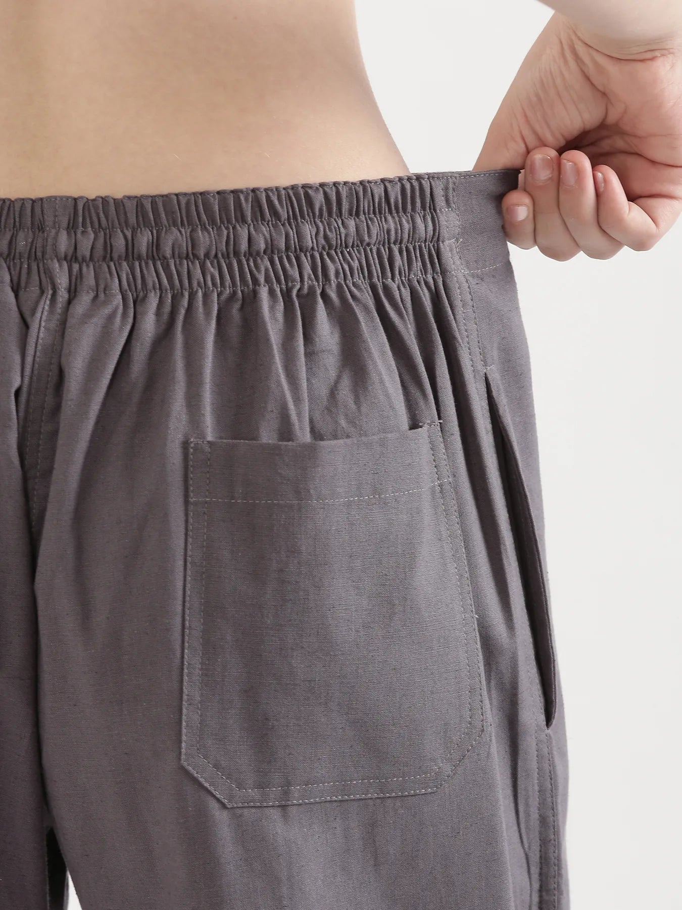 Women Slate Grey Airy Linen Straight Pant