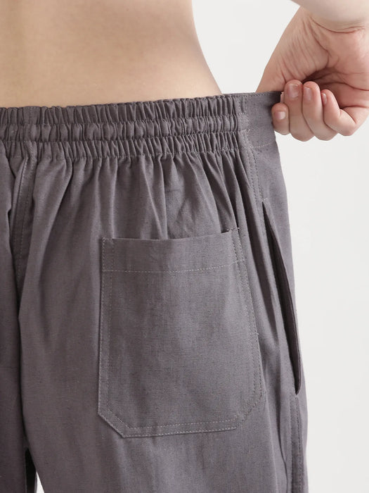 Women Slate Grey Airy Linen Straight Pants