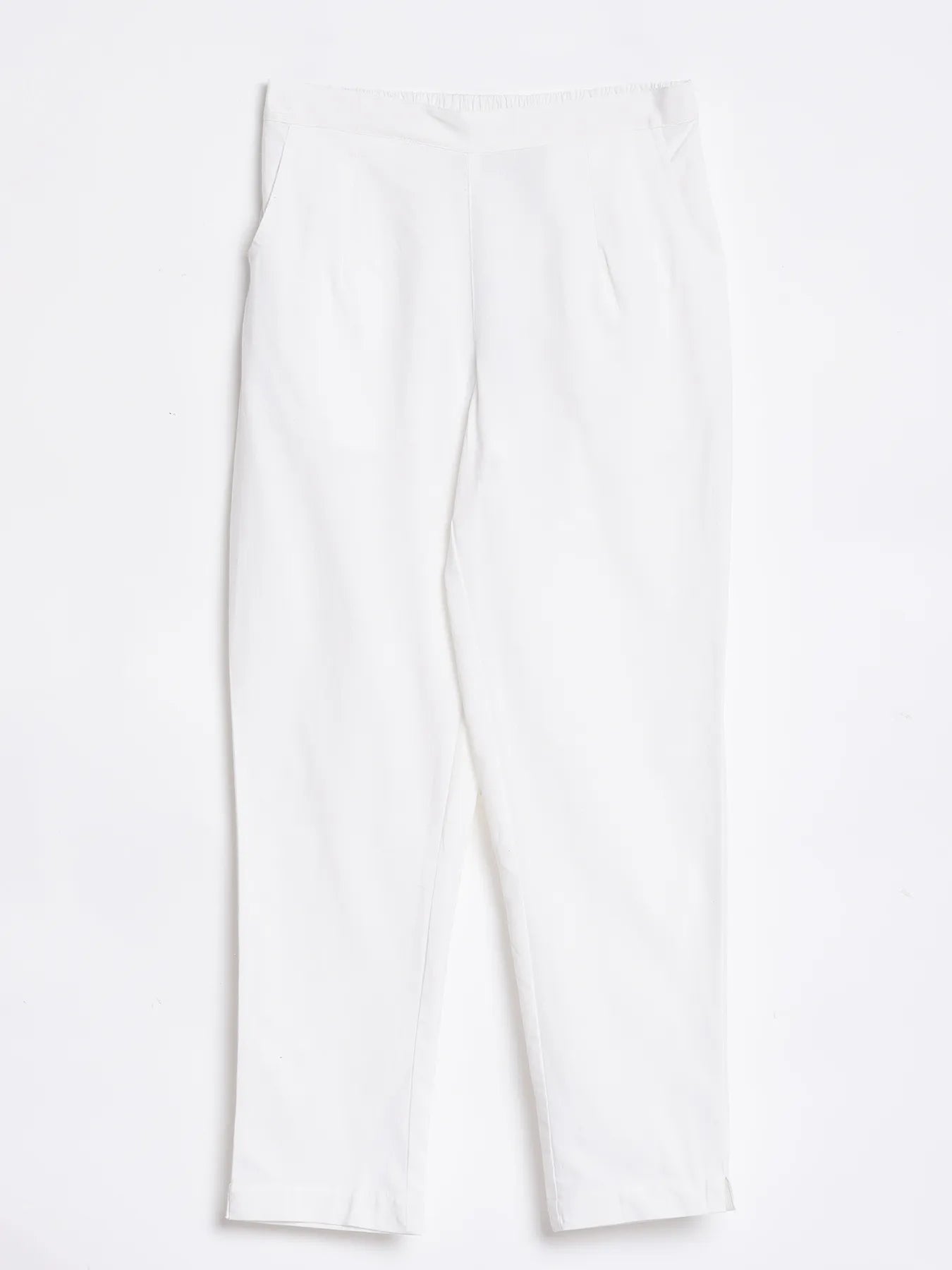 Women White Straight Fit Formal Pants