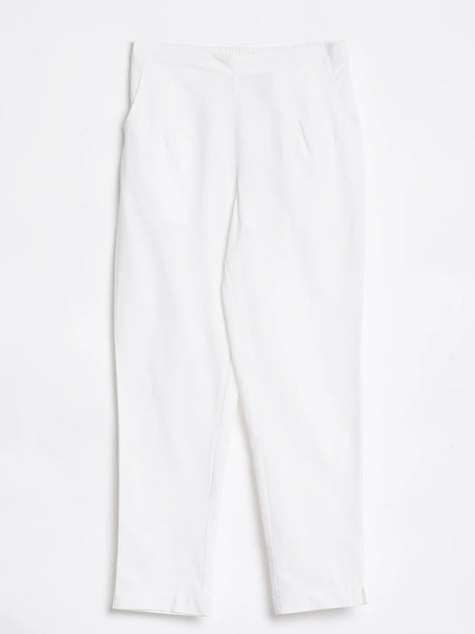 Women White Straight Fit Formal Pants