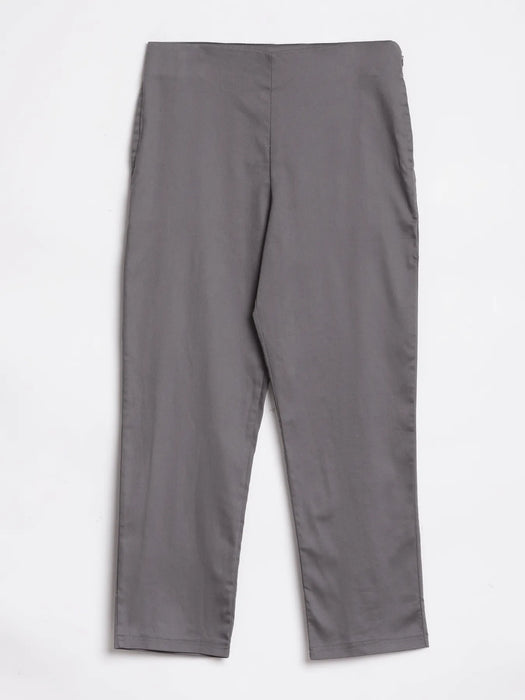 Women German Grey Straight Fit Formal Pants