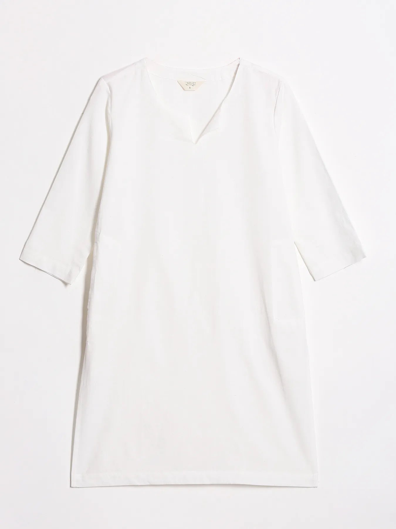 Women White Airy Linen Mid Thigh Length Kurta