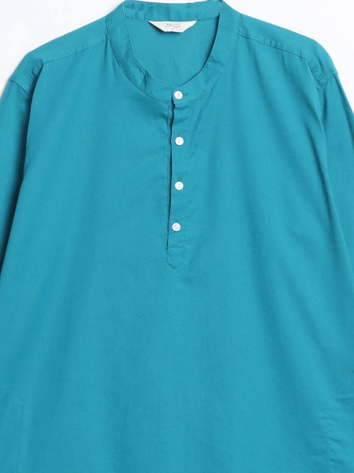 Men Teal Airy Linen Long Kurta