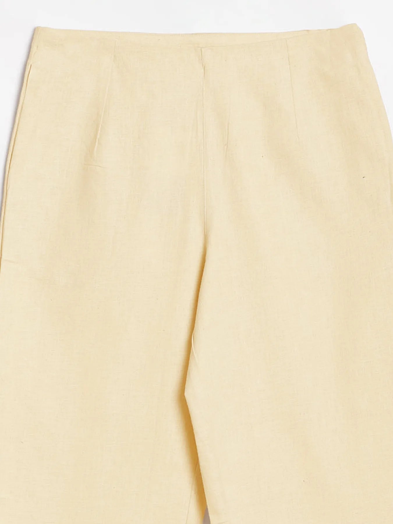 Women Beige Linen Blend Wide Leg Pant