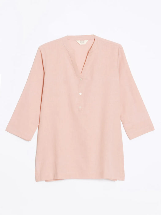 Women Salmon Pink Airy Linen Short Kurta
