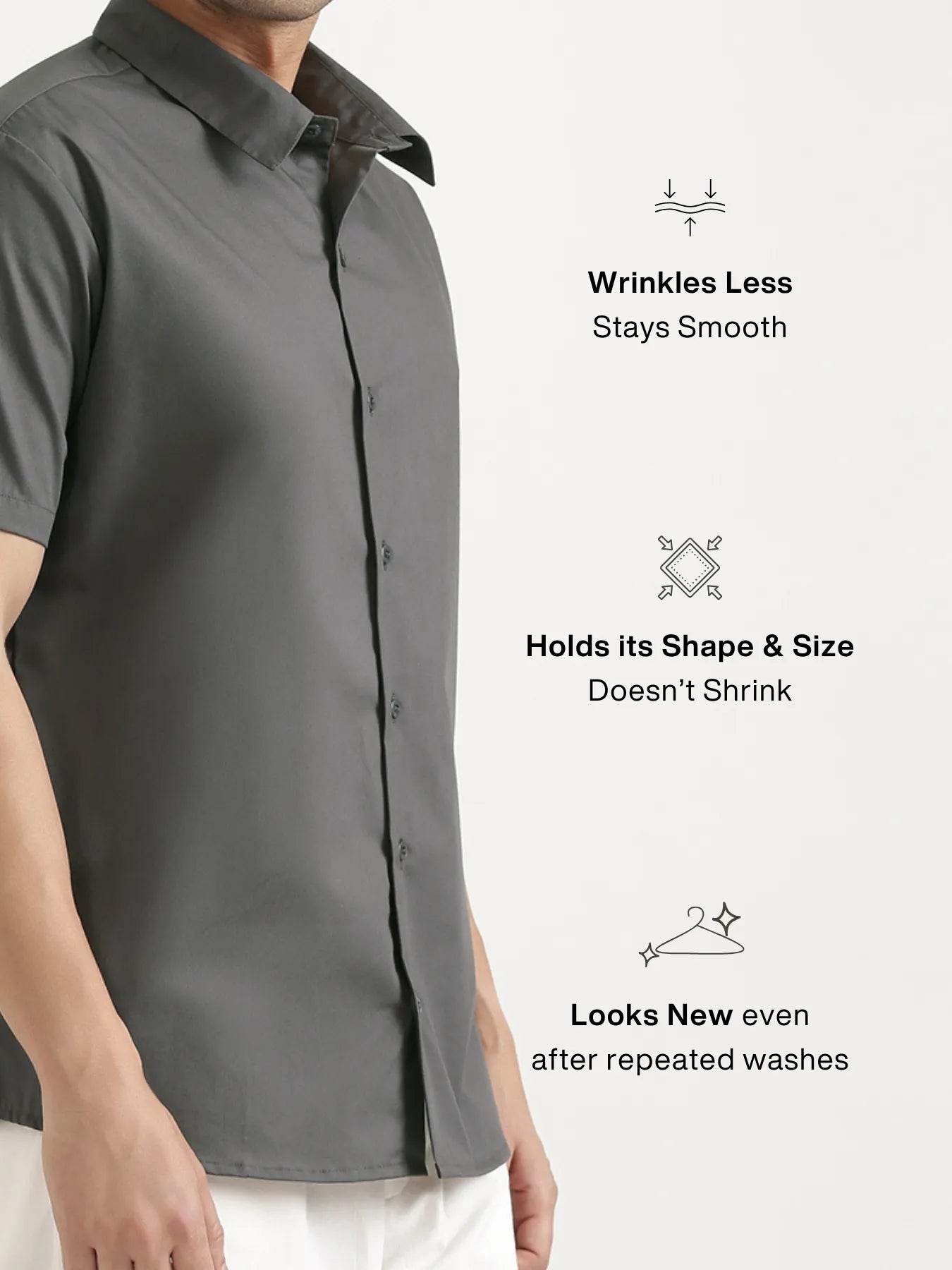 Men Dark Grey Better Cotton Short Sleeve Shirt