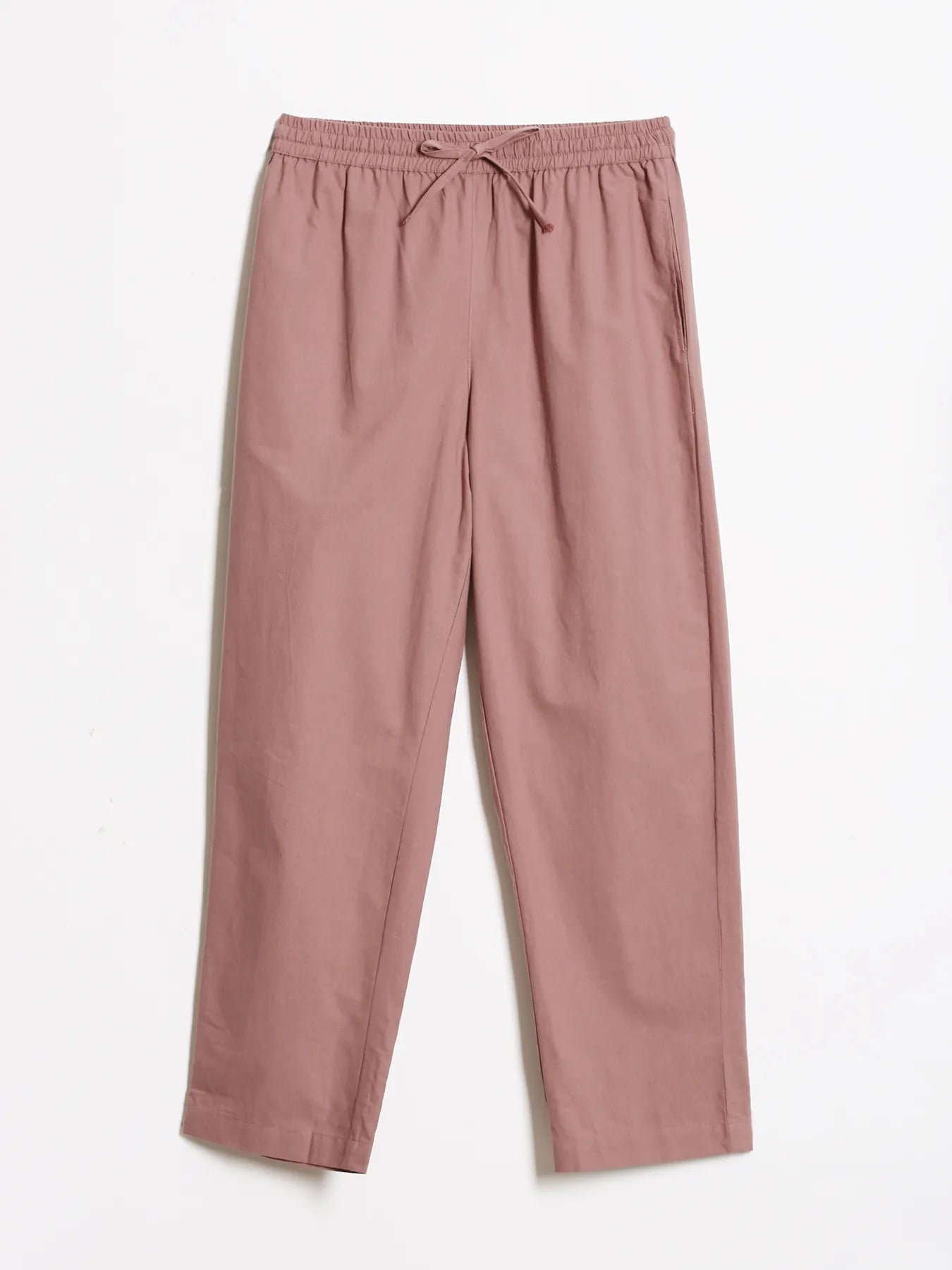 Women Rose Taupe Cotton Straight Pant