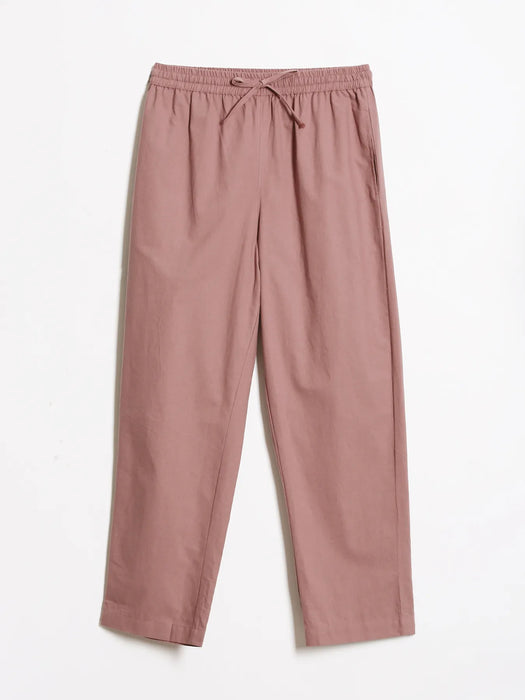 Women Rose Taupe Cotton Straight Pant