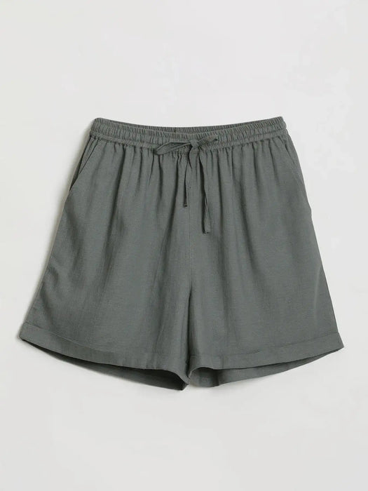 Women German Grey Flowy Linen Short Set