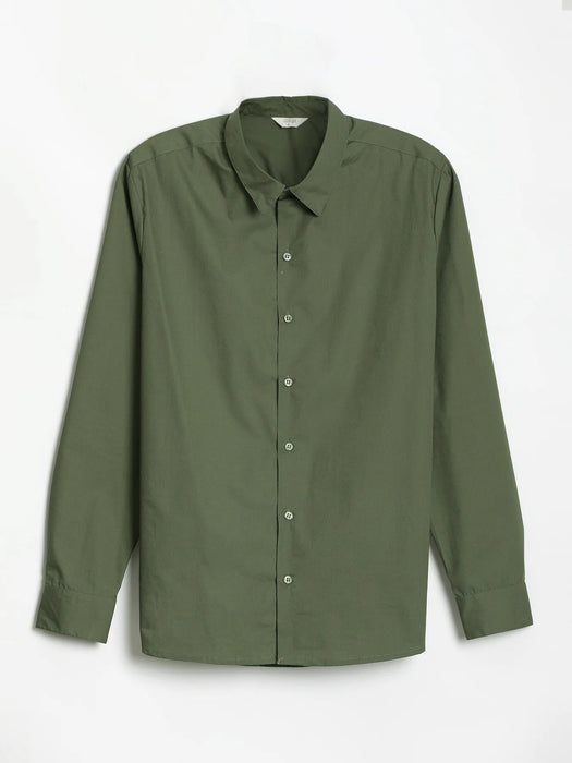 Men Forest Green Better Cotton Full Sleeve Shirt