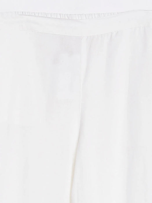 Women White Airy Linen Wide Leg Pant