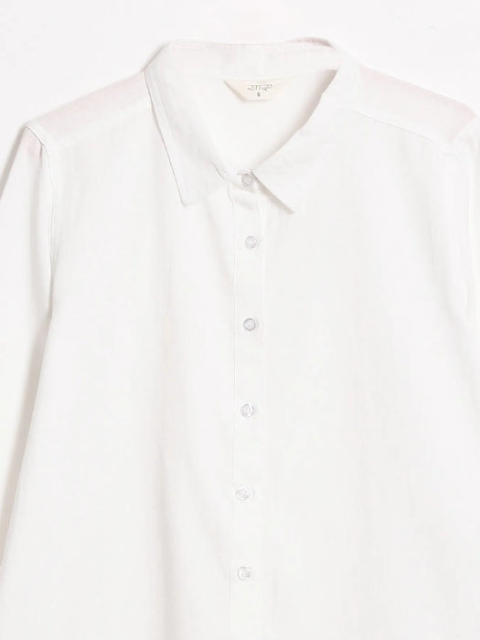 Women White Pure Linen Shirt