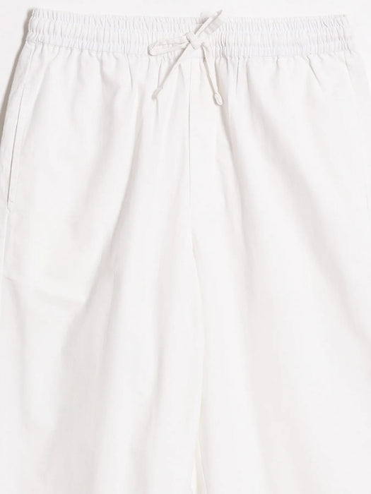 Women White Cotton Straight Pant
