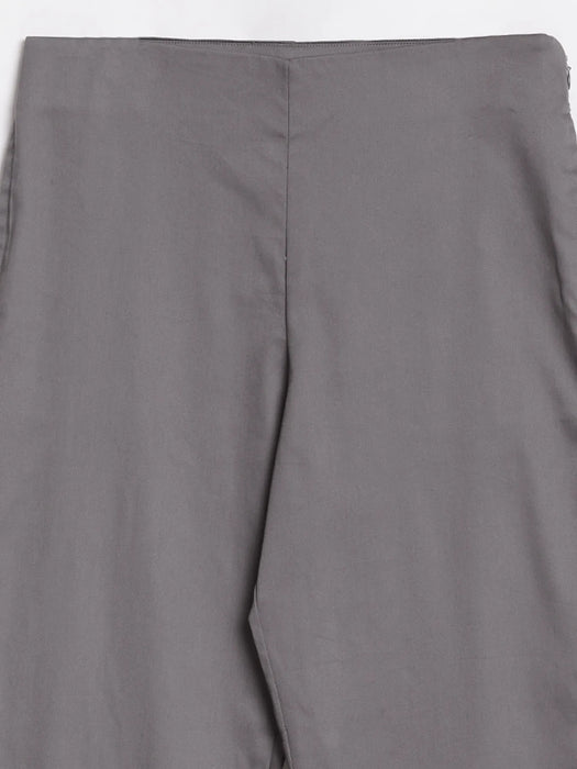 Women German Grey Straight Fit Formal Pants