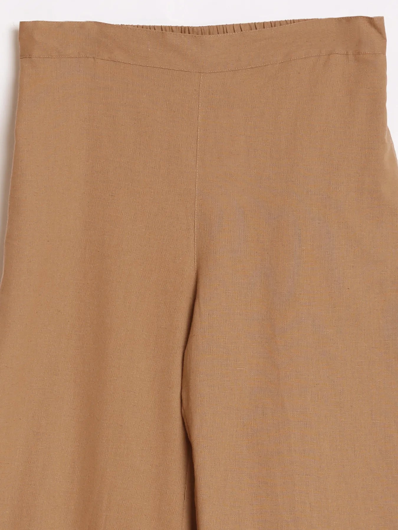 Women Coffee Brown Airy Linen Wide Leg Pant