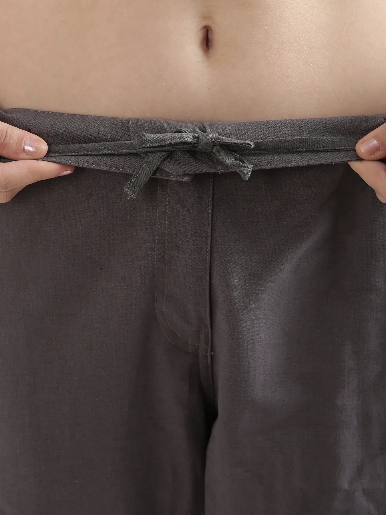 Women Slate Grey Airy Linen Straight Pant