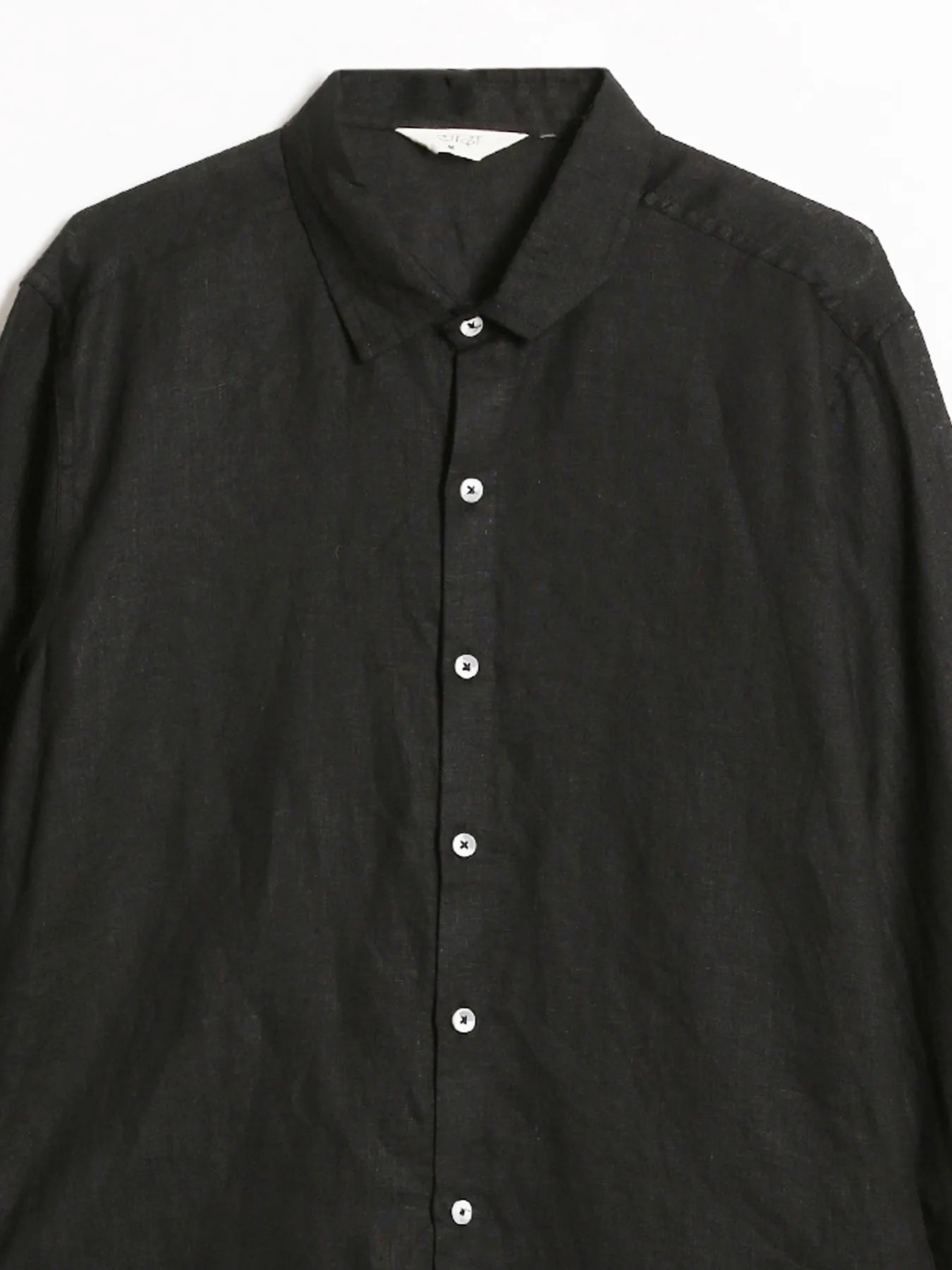 Men Black Pure Linen Full Sleeve Shirt