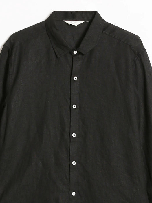 Men Black Pure Linen Full Sleeve Shirt