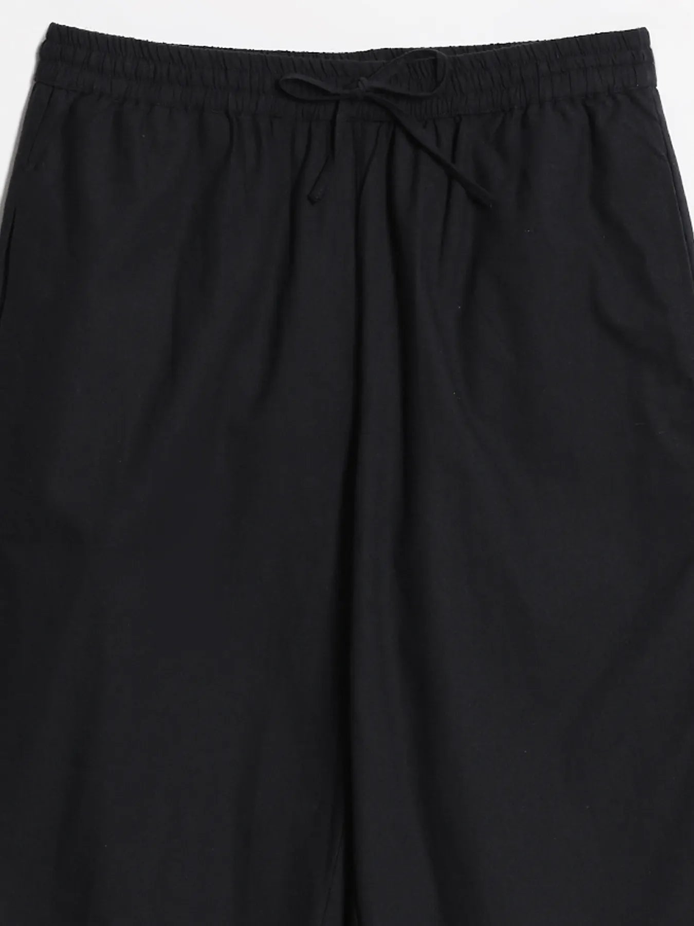 Women Black Cotton Straight Pant
