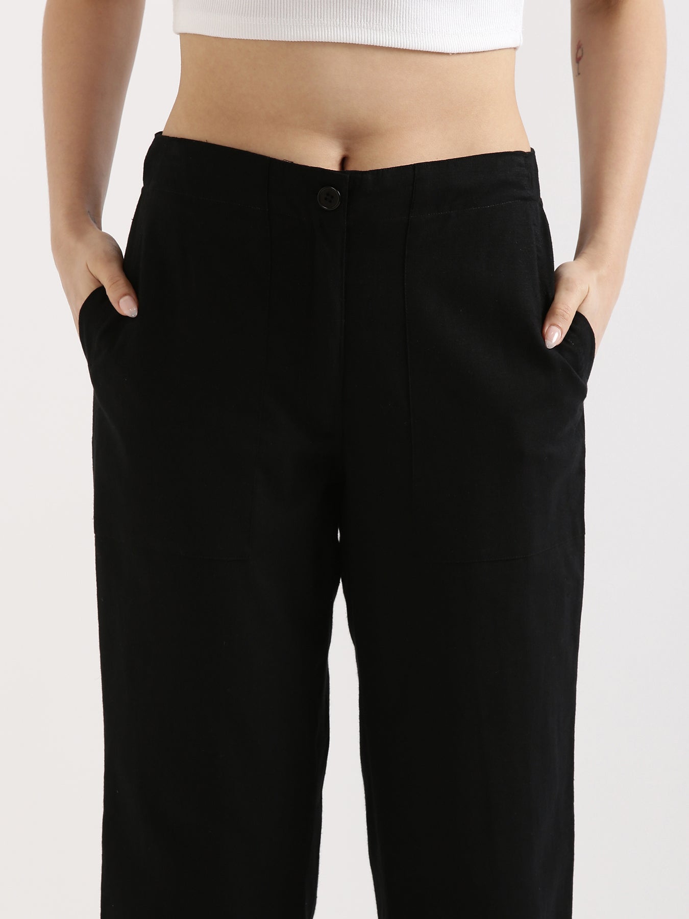 Black Airy Linen Pants