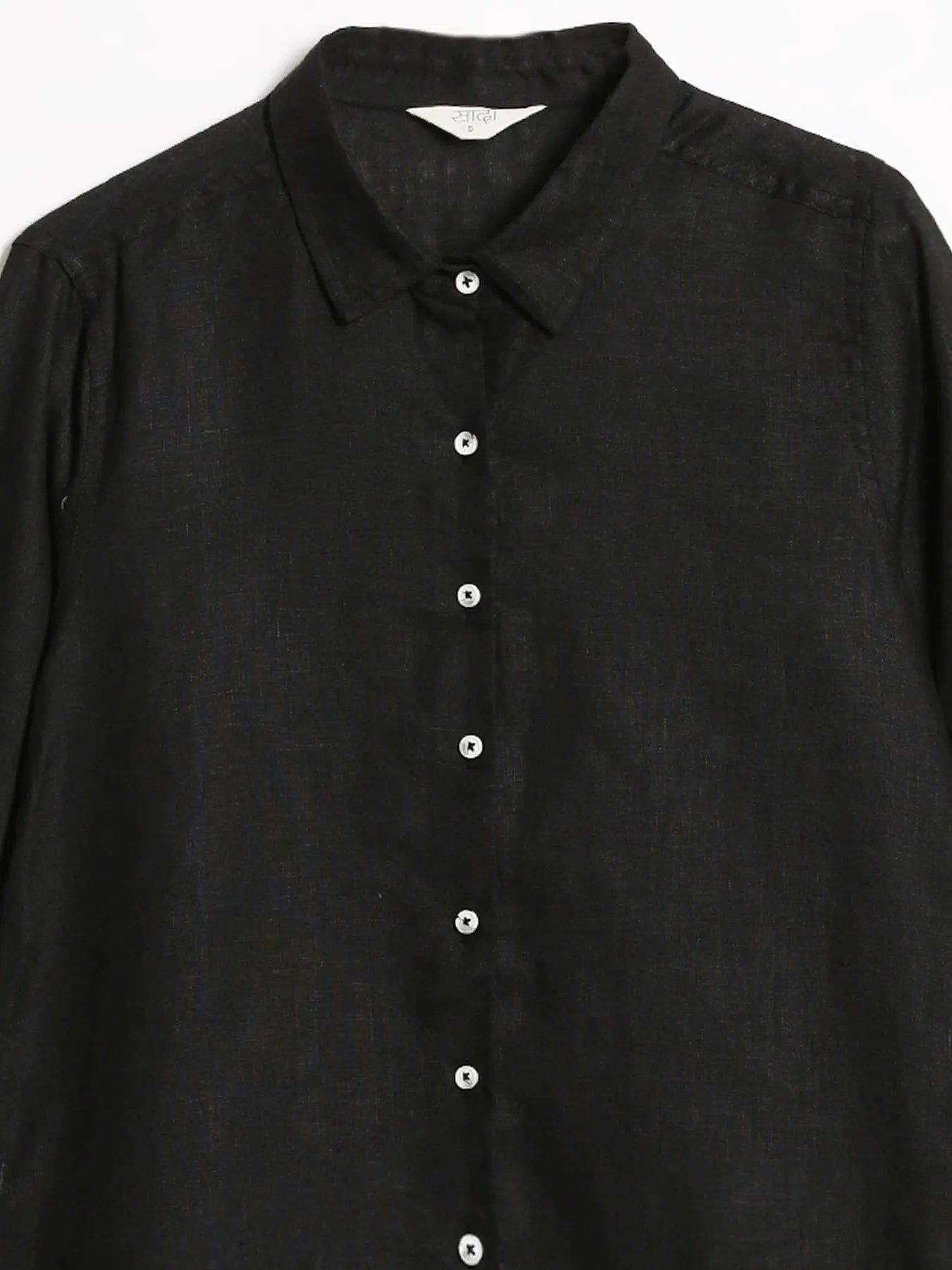 Women Black Pure Linen Shirt