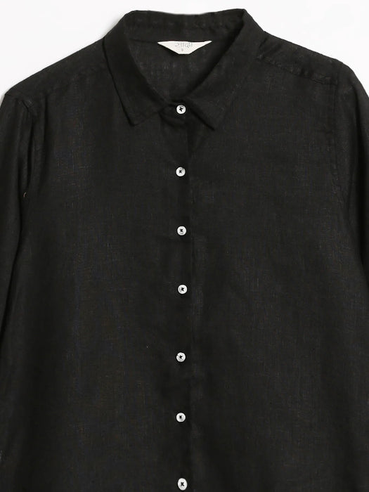 Women Black Pure Linen Shirt