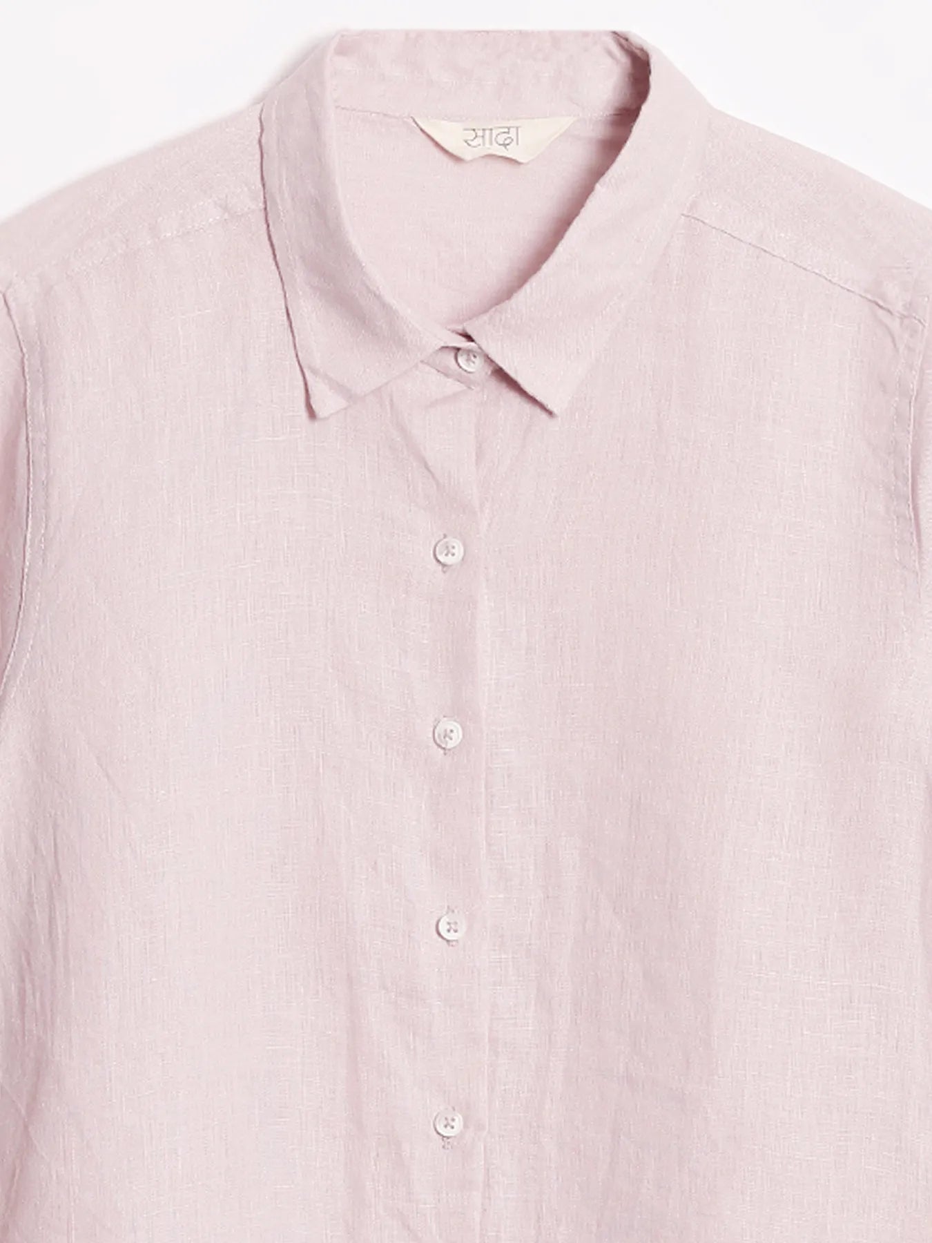 Women Light Pink Pure Linen Shirt