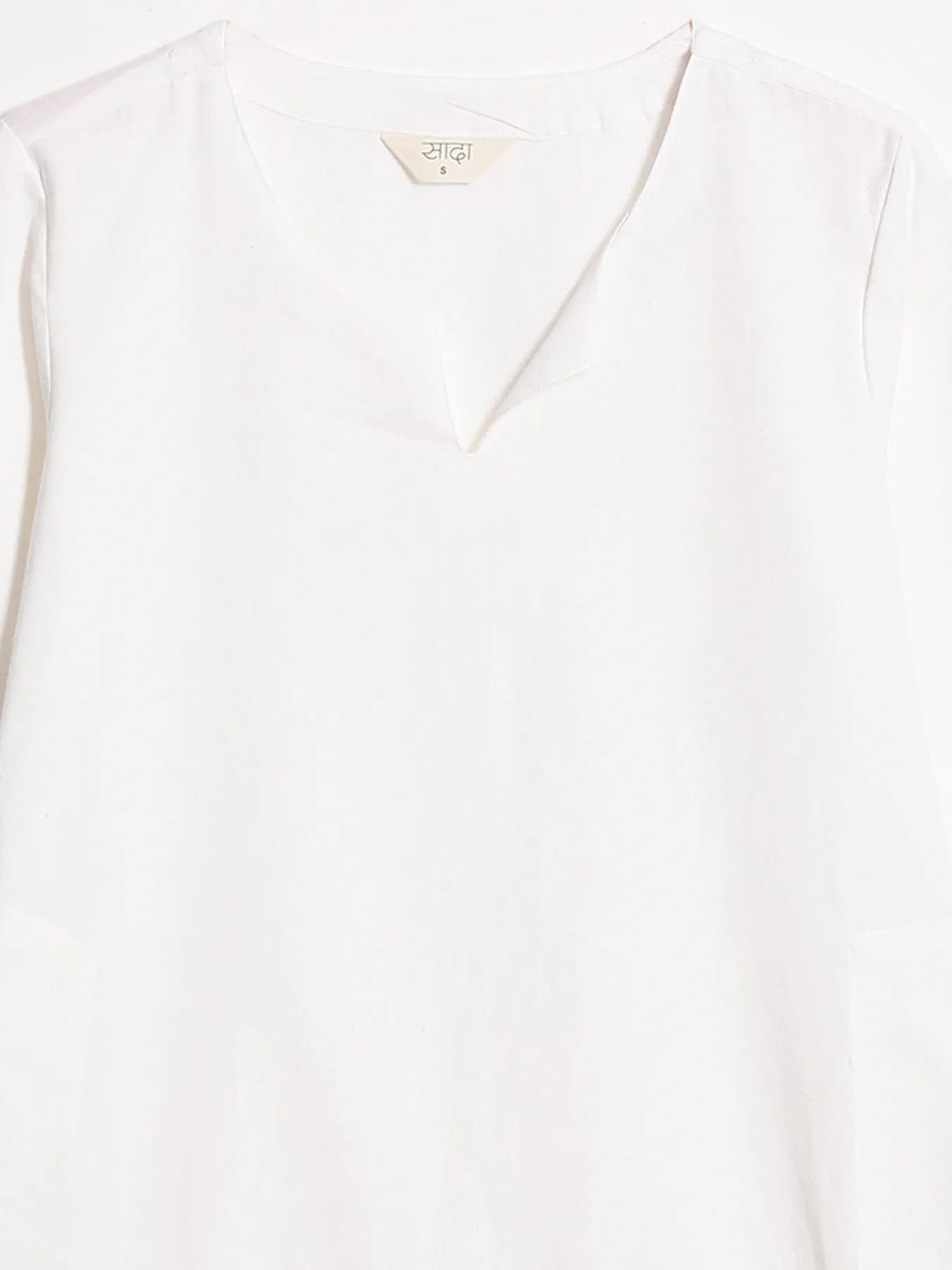 Women White Airy Linen Mid Thigh Length Kurta