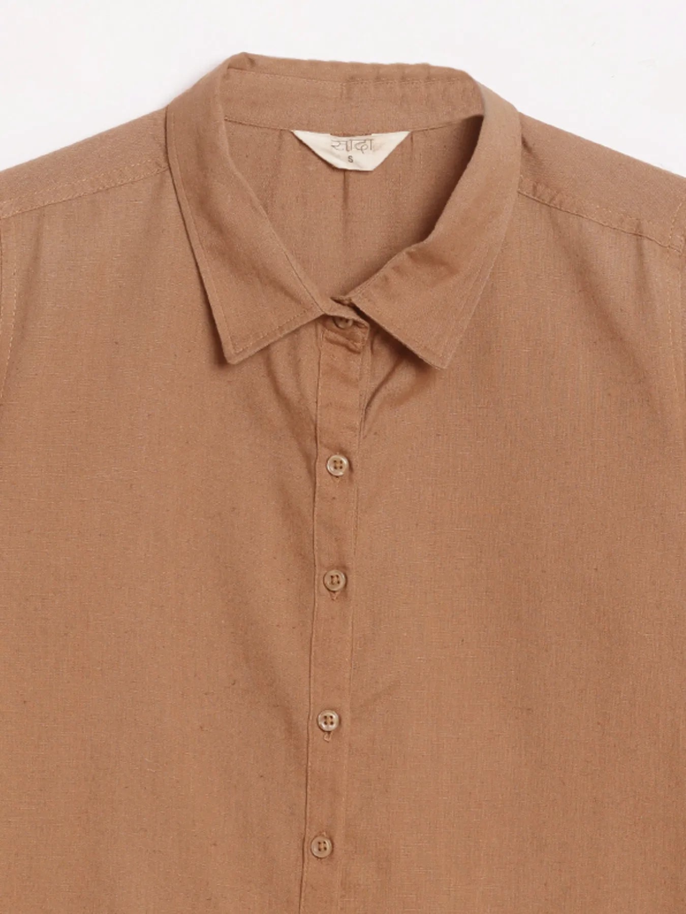 Women Coffee Brown Airy-Linen Shirt