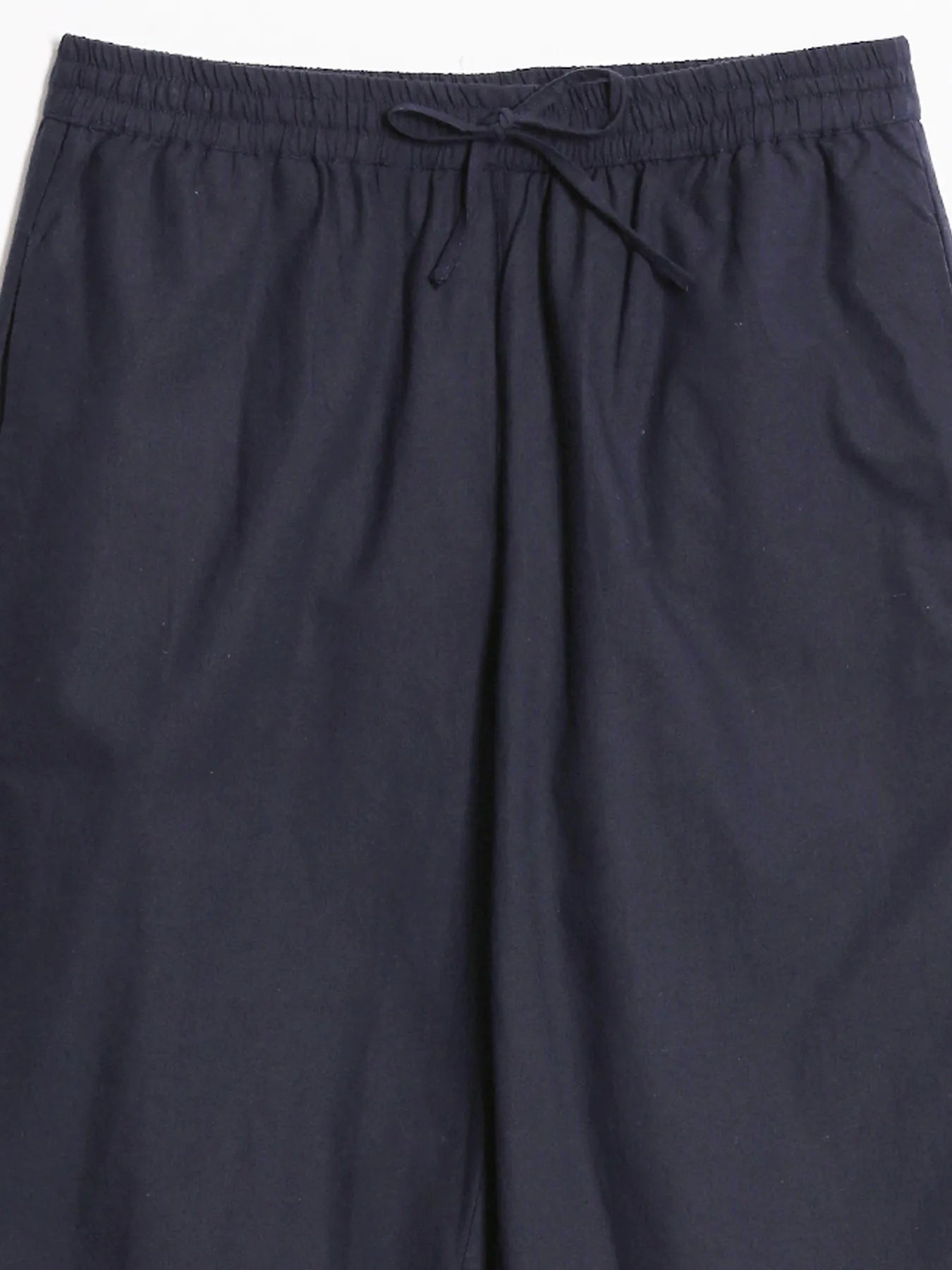 Women Navy Blue Cotton Straight Pant