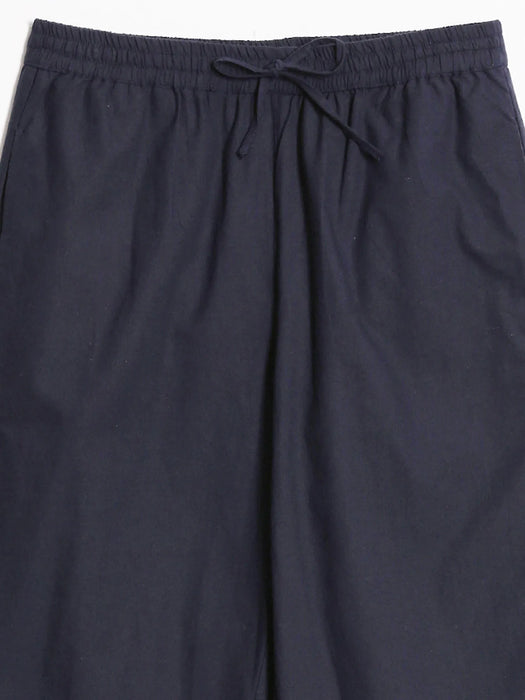 Women Navy Blue Cotton Straight Pant