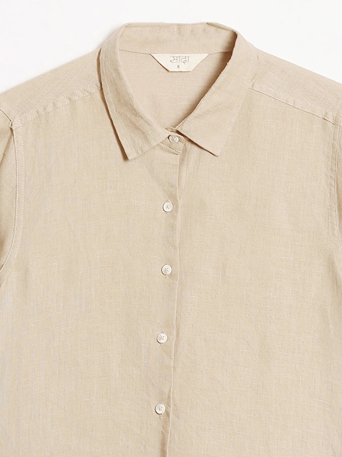 Women Taupe Pure Linen Shirt