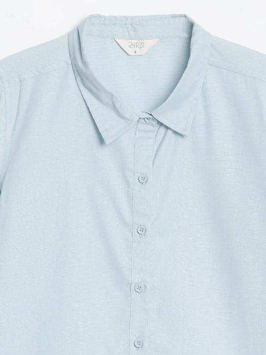 Women Sky Blue Airy-Linen Shirt