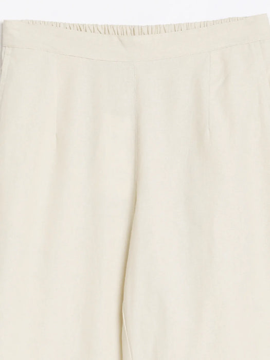 Women Beige Straight Fit Formal Pants