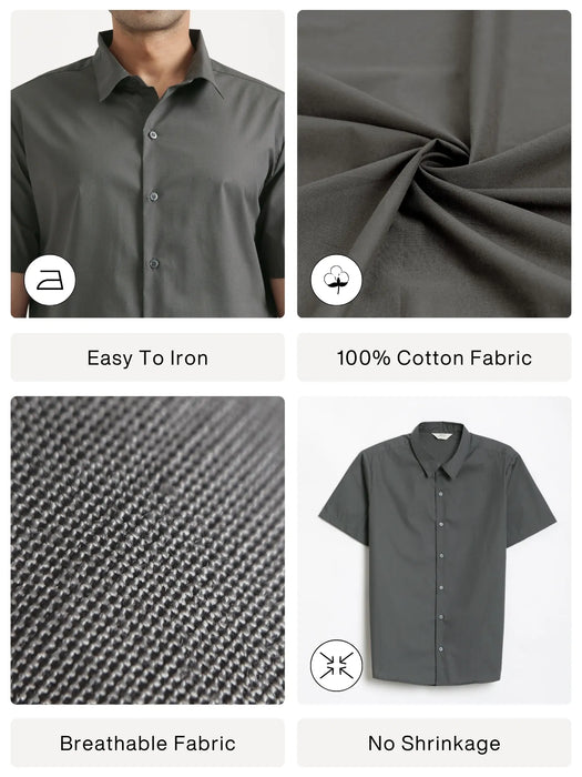 Men Dark Grey Better Cotton Short Sleeve Shirt