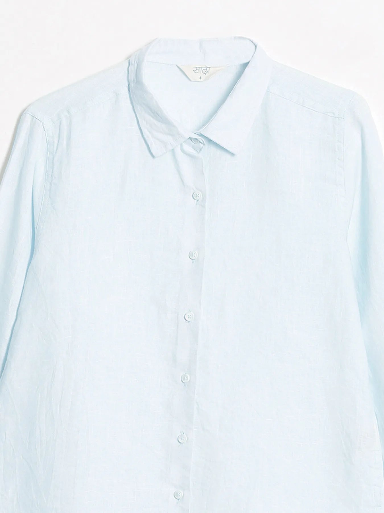 Women Light Blue Pure Linen Shirt