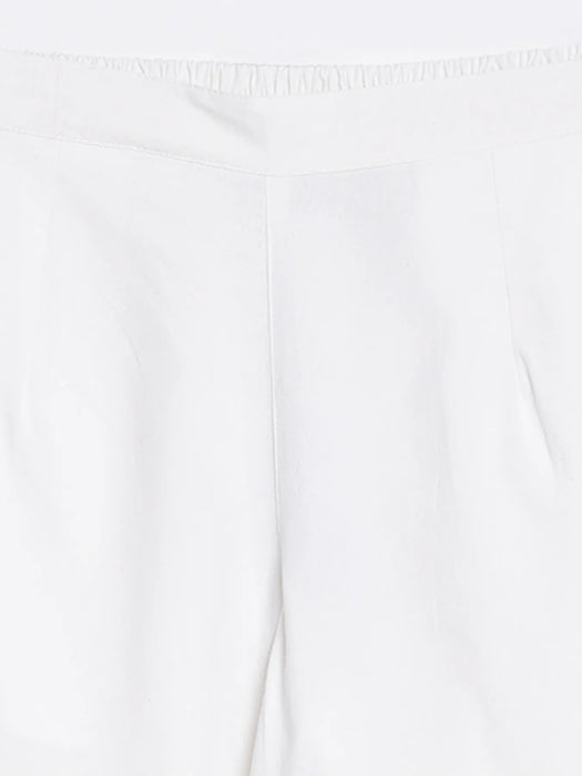 Women White Straight Fit Formal Pants