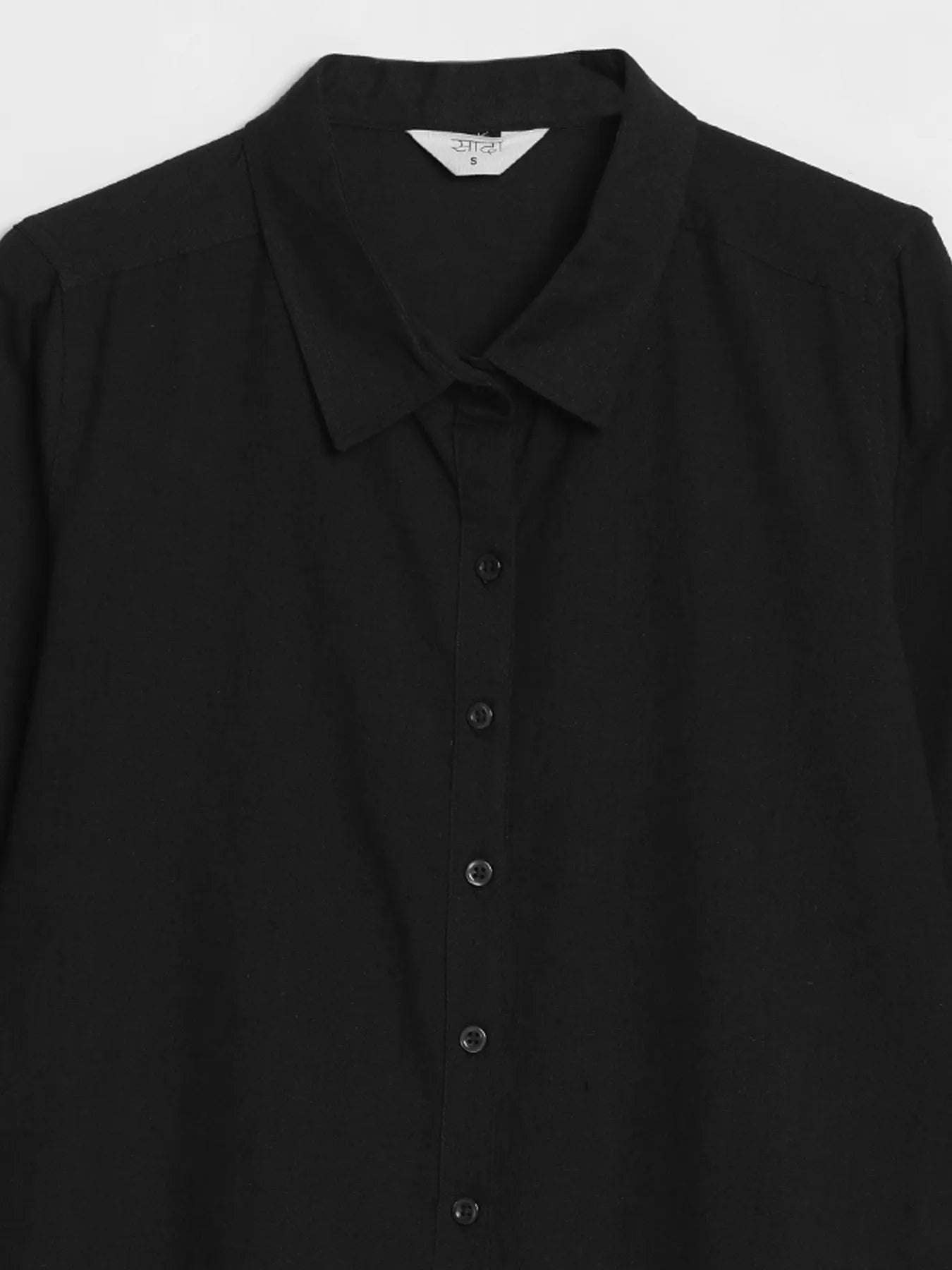 Women Black Airy-Linen Shirt