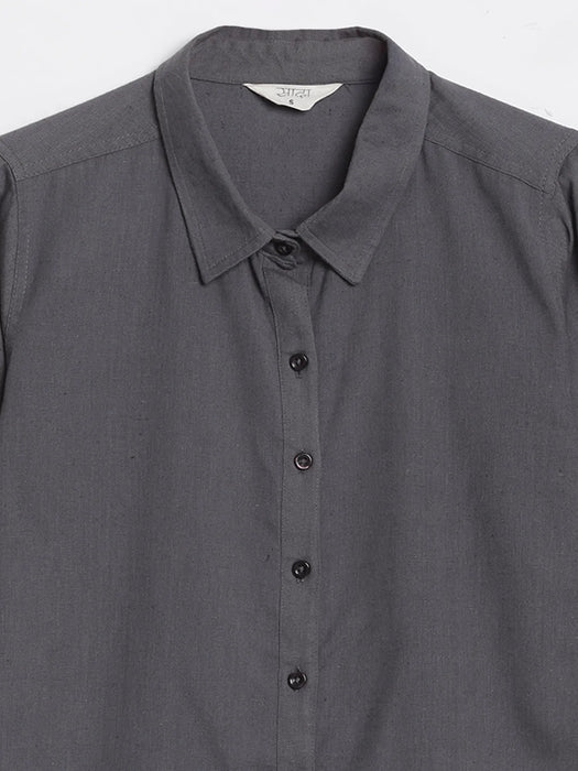 Women Slate Grey Airy-Linen Shirt