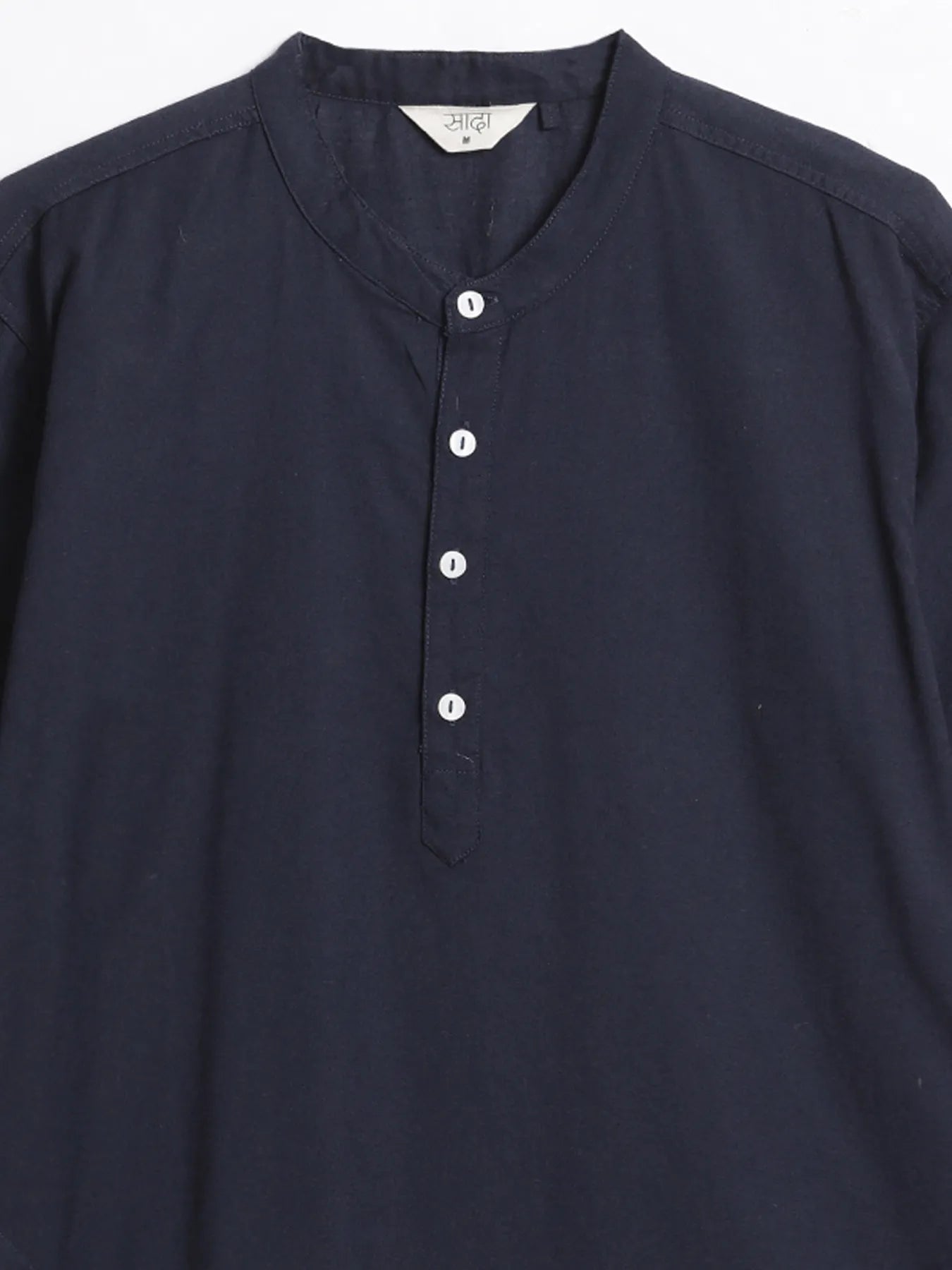 Men Navy Blue Airy Linen Long Kurta