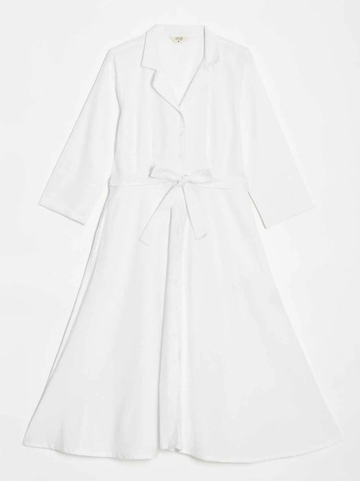 Women White Airy Linen Flared Dress