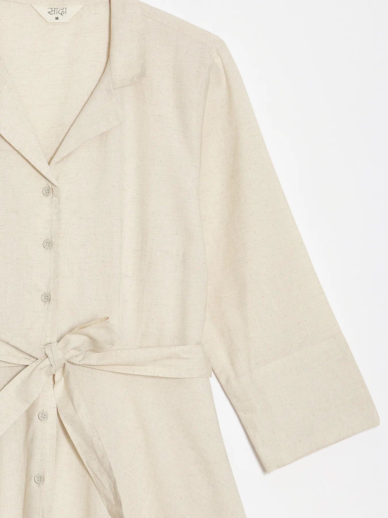 Women Ecru Airy Linen Flared Dress