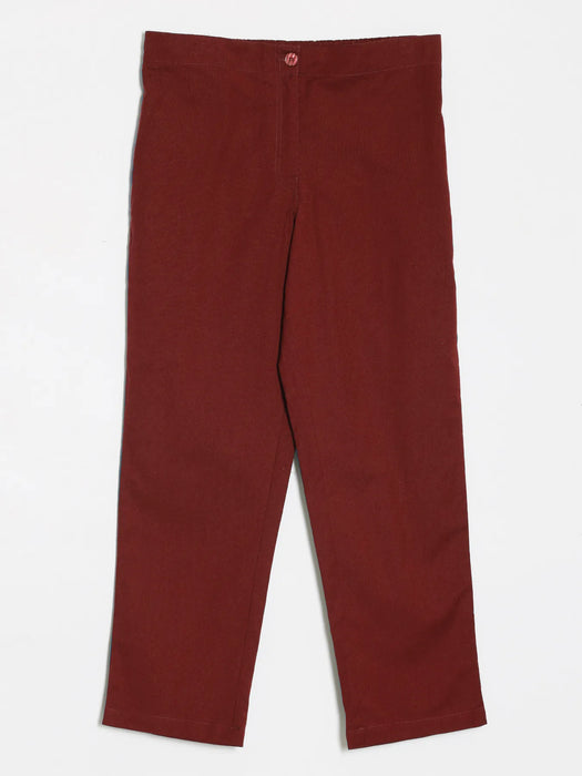 Women Maroon Airy Linen Straight Pants