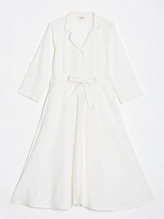 Women White Airy Linen Flared Dress