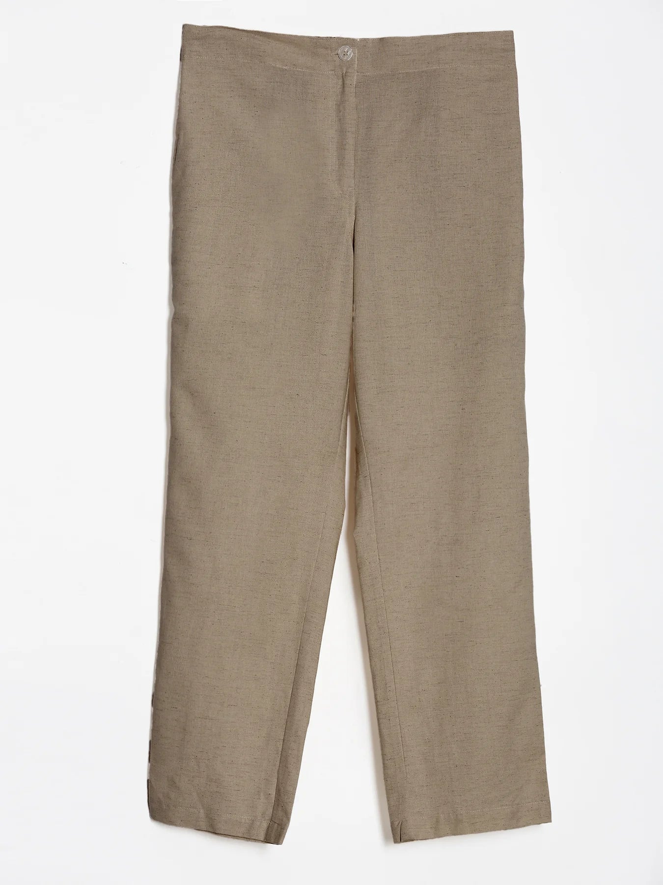 Women Khakhi Airy Linen Straight Pants