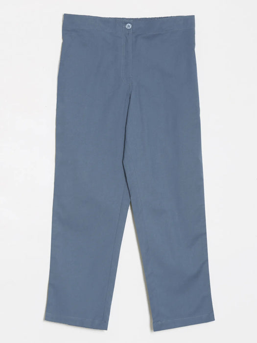 Women English Blue Airy Linen Straight Pants