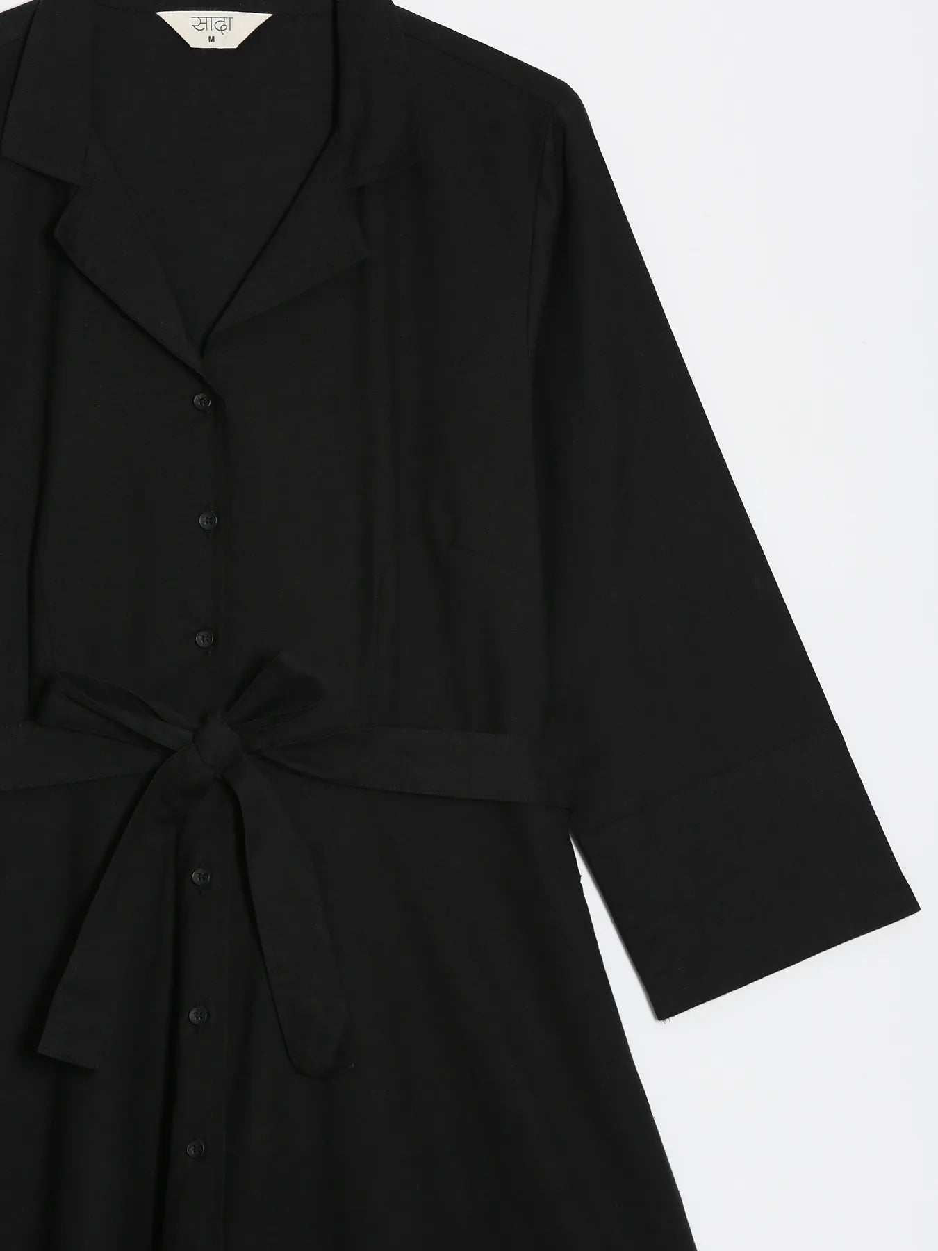 Women Black Airy Linen Flared Dress